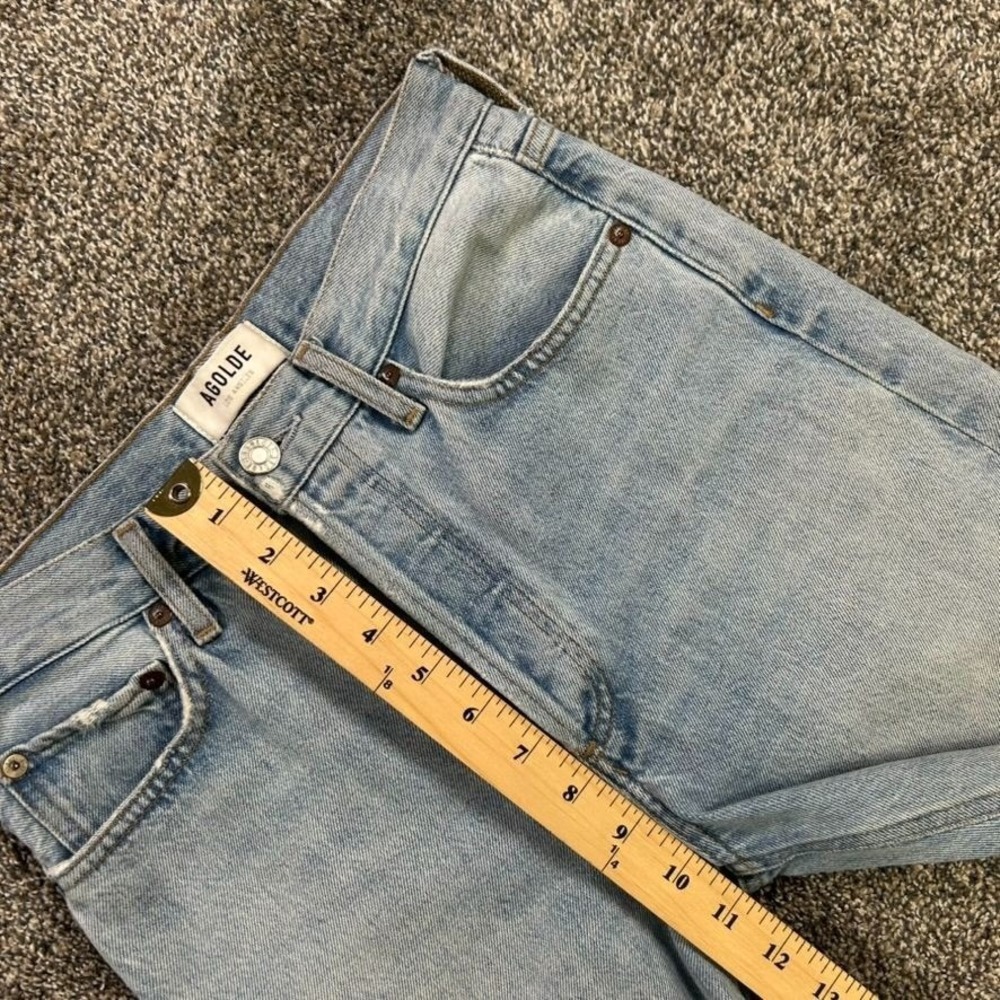 Agolde Womens 25 Riley High Rise Straight Leg Fit Jeans Light Blue Denim Casual - Picture 10 of 13